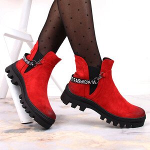 Dámské semišové boty na platformě WOL105B - Potocki  červená 36