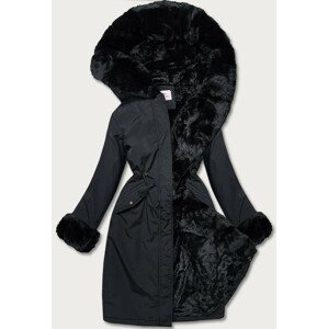 Černá dámská zimní bunda s kožešinovou podšívkou (W635) černá M (38)