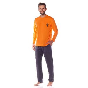 Pánské pyžamo Kamil oranžové s kaktusem  L