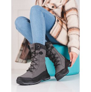 Designové  trekingové boty šedo-stříbrné dámské bez podpatku  37