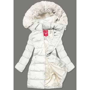 Péřová dámská zimní bunda ve smetanové barvě (2M-051) ecru XL (42)