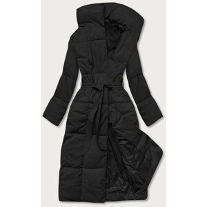 Černý dámský zimní kabát s páskem (2M-061) černá L (40)