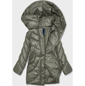 Volná dámská zimní bunda v khaki barvě z ekologické kůže (AG2-J90) khaki S (36)
