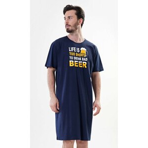 Pánská noční košile s krátkým rukávem Life is beer tmavě modrá XL