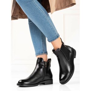 Klasické  kotníčkové boty dámské černé na plochém podpatku  37