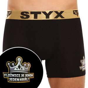 Pánské boxerky Styx / KTV long sportovní guma černé - zlatá guma (UTZK960) XL