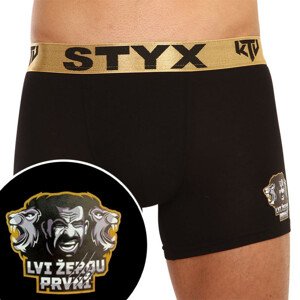 Pánské boxerky Styx / KTV long sportovní guma černé - zlatá guma (UTZL960) XL