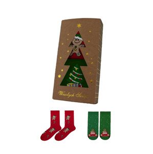 Pánské vánoční ponožky Bratex Krabička 5867 A'2 39-46 czerwony-zielony 39-42