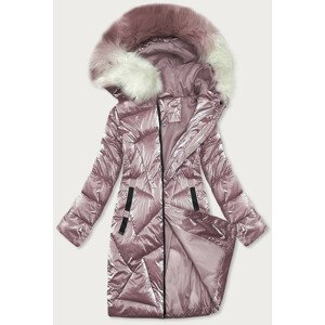 Růžová dámská zimní bunda s kapucí (H-1105/52) Růžová S (36)