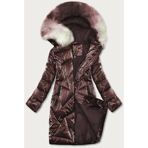 Hnědá dámská zimní bunda s kapucí (H-1105/96) Hnědá S (36)