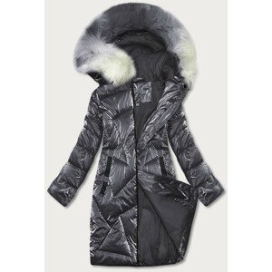 Šedá dámská zimní bunda s kapucí (H-1105/62) šedá S (36)