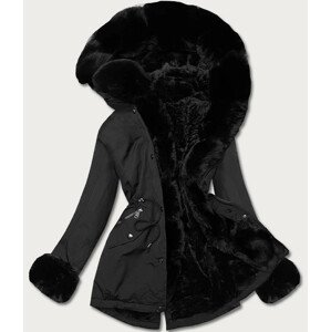 Krátká černá zimní bunda parka s kožešinovou podšívkou (16M9062-392) černá L (40)