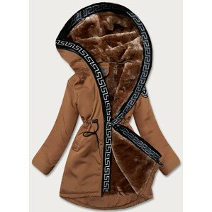 Dámská bunda v karamelové barvě s kožešinovou podšívkou (B8116-22) Hnědá 48