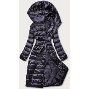Tmavě fialová dámská bunda s páskem pro zavazování (AG1-J9069B) fialová 48