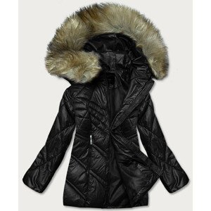 Černá dámská bunda s kapucí pro přechodné období (H-97) černá S (36)