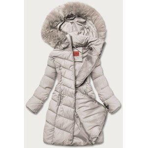 Světle béžová zimní bunda s kapucí (TY045-59) Béžová M (38)