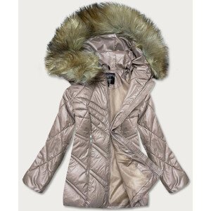 Dámská bunda ve velbloudí barvě s kapucí pro přechodné období (H-97) Béžová S (36)
