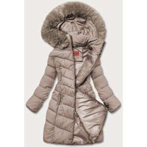 Tmavě béžová zimní bunda s kapucí (TY045-9) Béžová S (36)
