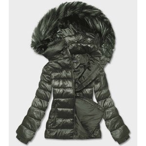 Krátká dámská zimní bunda v khaki barvě (YP-20129-6) khaki S (36)