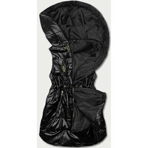 Lesklá černá vesta s kapucí  (B8131-1) černá 50