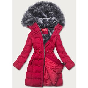 Červená dámská zimní bunda s kapucí (M-21603) Červená XL (42)