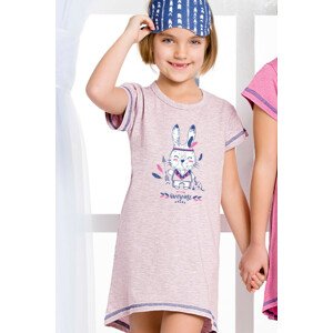 Krátká dívčí noční košile 2093 MATYLDA 104-140 SVĚTLE RŮŽOVÁ MELANŽ 104