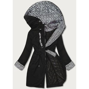 Černá dámská bunda parka s kapucí (B8042-1026) černá 50