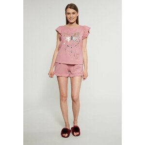 Pyžamo Monnari Horní díl pyžama s volánky na rukávech Růžová barva XXL