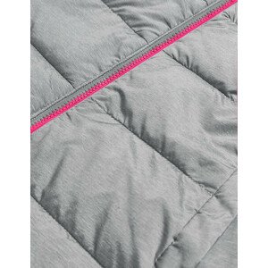 Šedo-růžová dámská vesta s látkovou kapucí (DW-21604) šedá XXL (44)