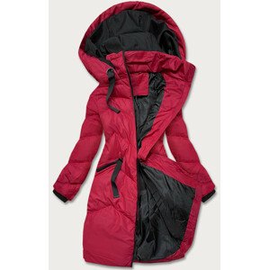 Červená dámská zimní bunda s kapucí (5M733-275) Červená L (40)