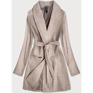 Klasický béžový dámský kabát s přídavkem vlny (2715) Béžová XL (42)