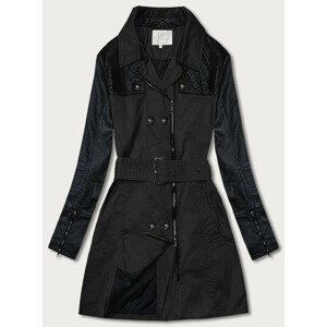 Černý dámský kabát z různých spojených materiálů (M206) černá S (36)