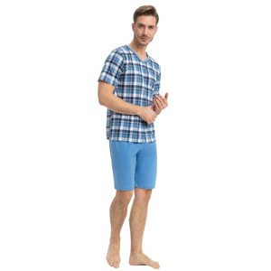 Pánské pyžamo Orin modré káro modrá 3XL