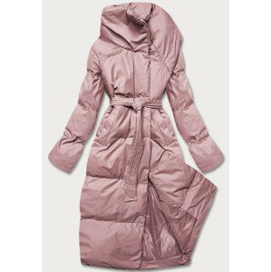 Růžová dámská přeložená obálková zimní bunda (5M737-46) Růžová M (38)