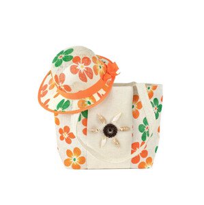 Komplet - kabelka a klobouk Art Of Polo 22103 Ciechocinek Bílo-oranžová 46x31x14 cm