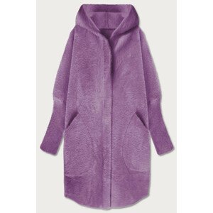 Dlouhý vlněný přehoz přes oblečení typu "alpaka" v barvě lila s kapucí (908) fialová ONE SIZE