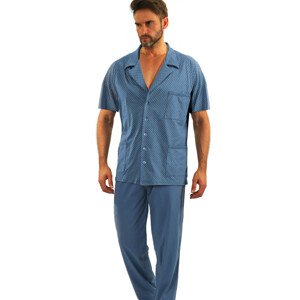 Pánské rozepínací pyžamo - krátké rukávy/dlouhé kalhoty  DŽÍNY ANCHORS M