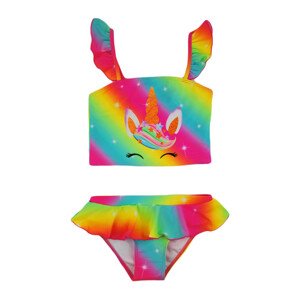 Dvoudílné dívčí plavky - duhové KD004 barevné 104-110