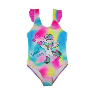 Jednodílné dívčí plavky s jednorožcem KD001 barevné 104-110