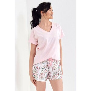 Dámské pyžamo Cana 168 kr/r S-XL světle růžová/květiny M