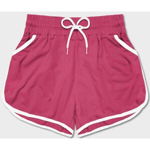 Růžové dámské šortky s kontrastní lemovkou (8K208-19) Růžová XL (42)