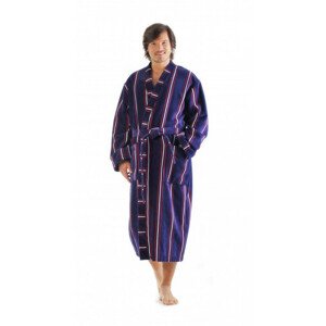 OXFORD 1212 proužek - pánské bavlněné kimono XL dlouhý župan kimono modrý proužek 5003