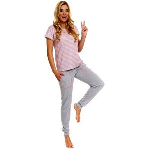 Dámské pyžamo Miranda - Italian Fashion šedá s růžovou L