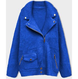Krátká vlněná bunda typu "alpaka" v chrpové barvě (553) Modrá ONE SIZE