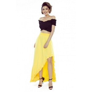 Asymetrická dámská maxi sukně v citronové barvě s volánkem 426-1  S