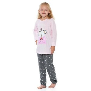 Dívčí pyžamo Winter růžové s medvídkem růžová 134