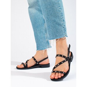 Designové dámské černé  sandály bez podpatku  36