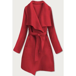 Červený dámský minimalistický kabát (747ART) Červená ONE SIZE