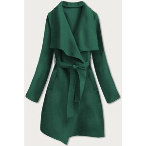 Lahvově zelený dámský minimalistický kabát (747ART) Zelená jedna velikost