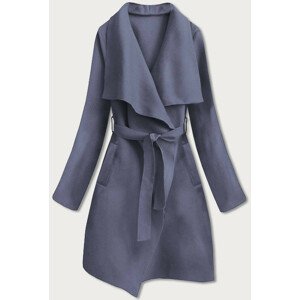 Šedomodrý dámský minimalistický kabát (747ART) Modrá ONE SIZE